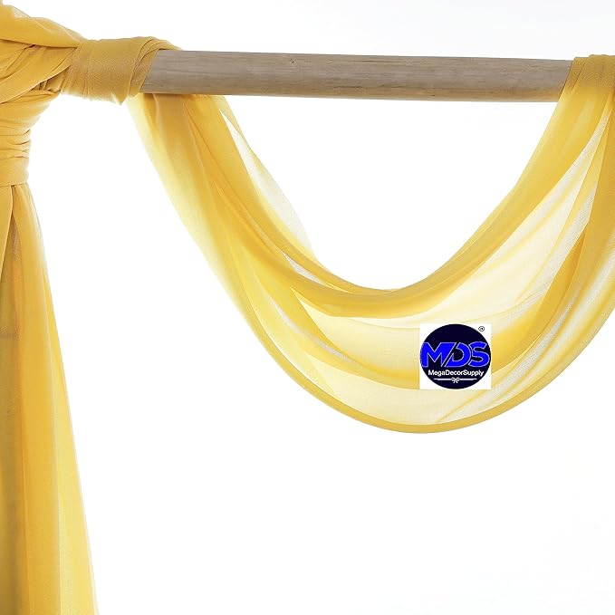 MDS Halloween Chiffon Draping Fabric - 1 Panel, 30" Wide x 20ft Long - Sheer Spooky Arbor & Canopy Drapery for Haunted House Backdrops, Party Ceilings, DIY Costumes & Themed Events - Gold