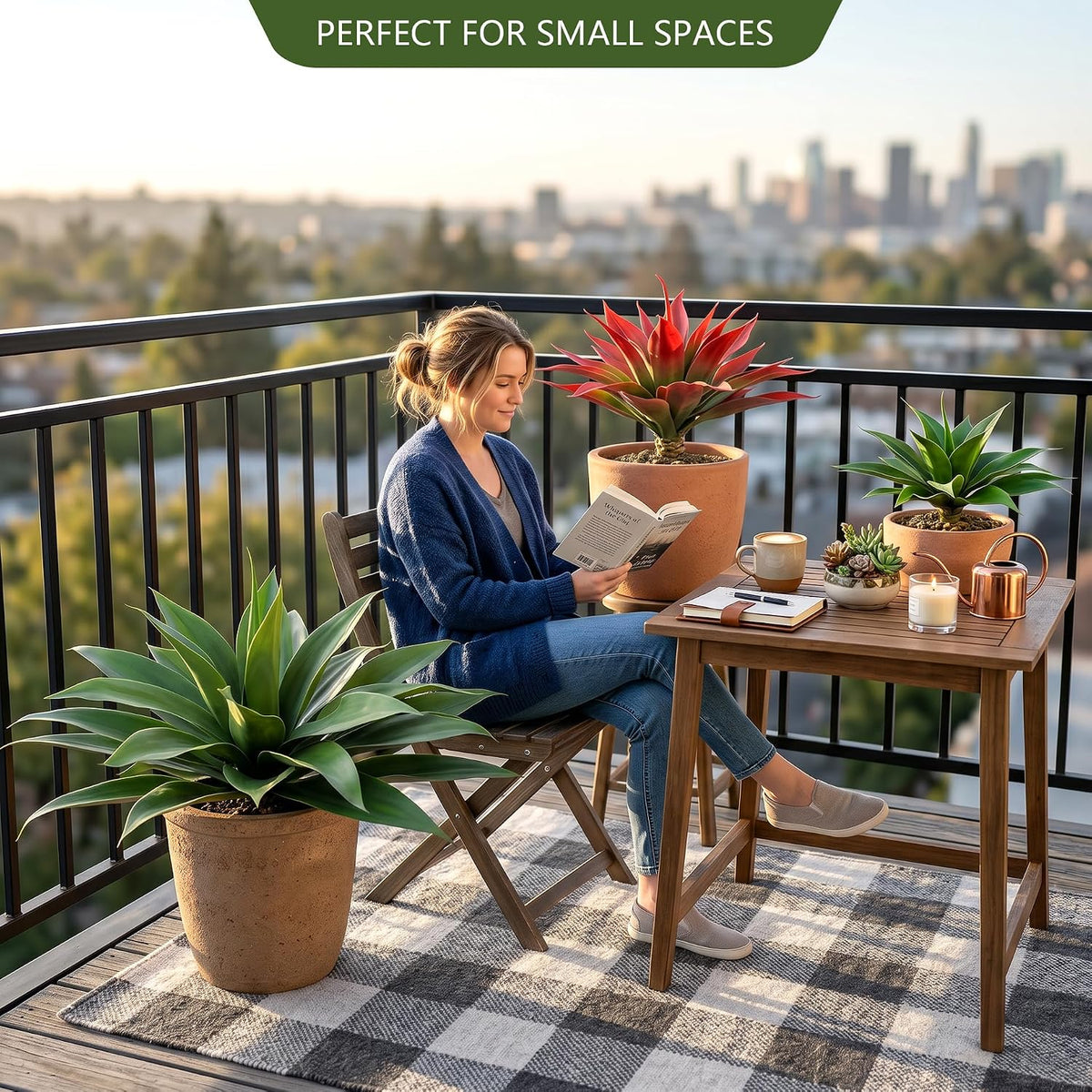 Ttranewsoo 28 Inch Artificial Agave Plants Outdoor Set of 2, Large Faux Succu...