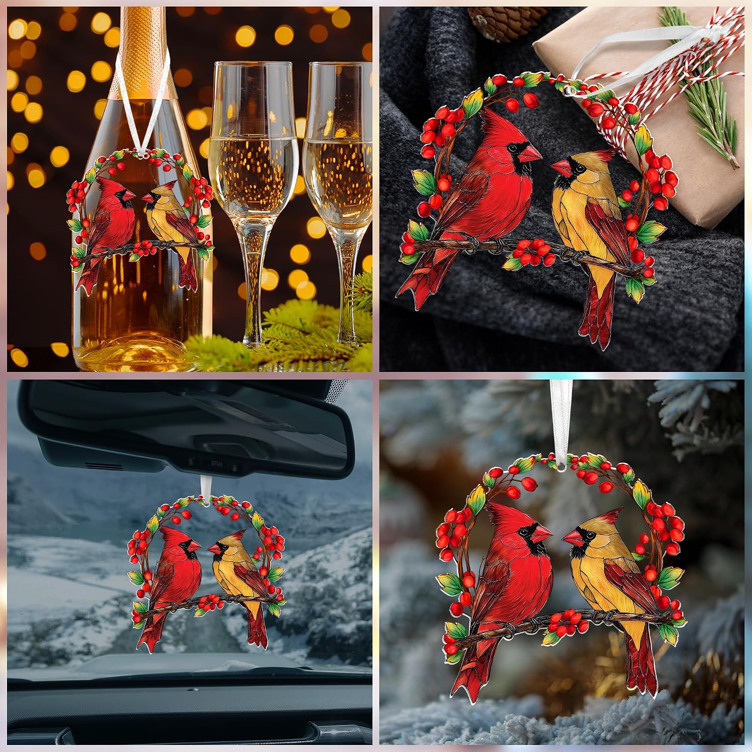 AXIARA Two Layer Wooden Cardinal Christmas Ornaments 2026 | Cardinal Christmas Decorations Gifts for Women Men, Sympathy Memorial Gift for Loss of Loved One