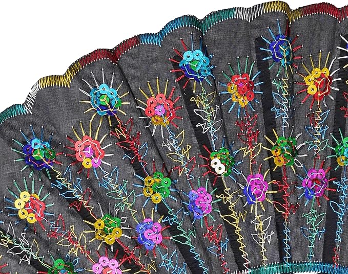 QIRMIZI 10 Pack Fabric Folding Handheld Fans, Perfect for Weddings, Parties, and Dancing,Multicolour