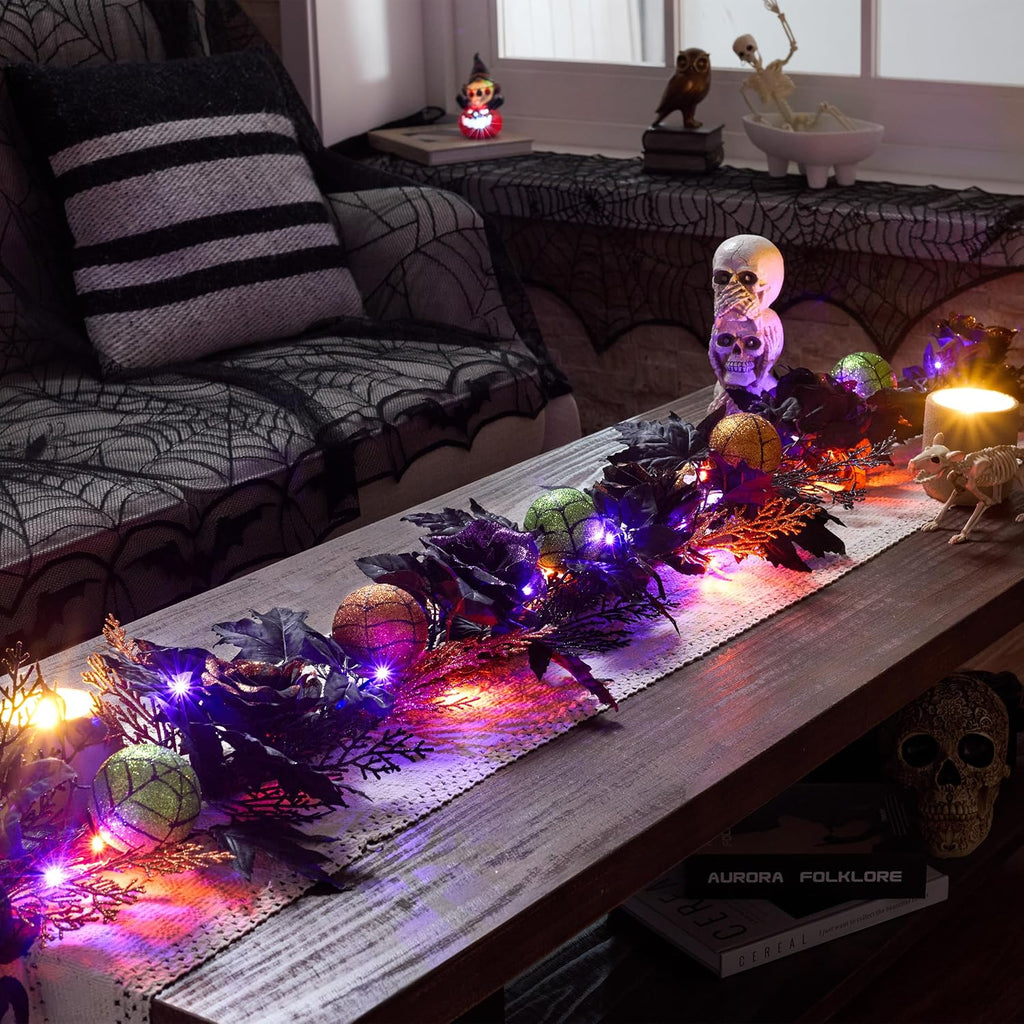 valery madelyn 6ft pre-lit halloween garland for mantle shown in use