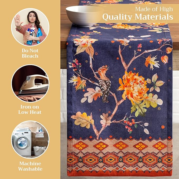 Maison d' Hermine Table Runner 100% Cotton Single Layer Table Runners 108 inches Long for Thanksgiving Christmas Decorations Home Kitchen Dining Party Wedding (Kelim - Infinity, 14.5" x 108")