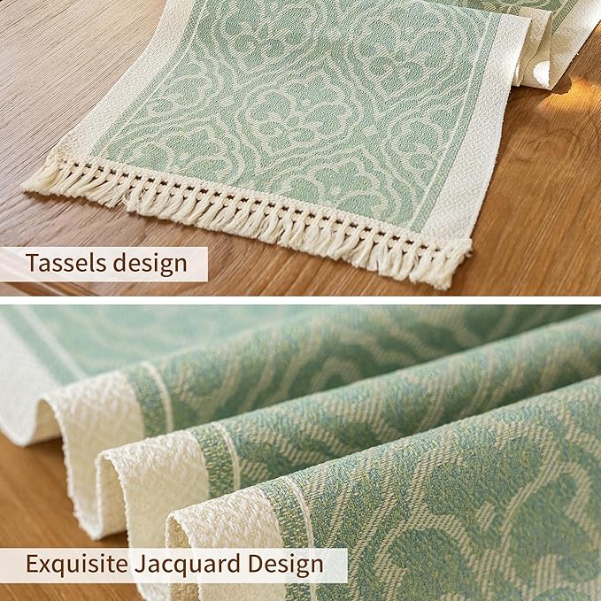 Table Runners 63 Inches,Waterproof Boho Table Runner with Tassel Fringe,Table Runner for Party Coffee Table