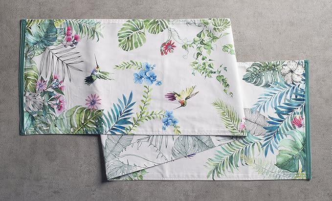 Maison d' Hermine Table Runner 100% Cotton Single Layer Table Runners 72 inches Long Decorative for Home Kitchen Dining Party Baby Shower Wedding Bridal Shower Spring Summer (Tropiques, 14.50" x 72")