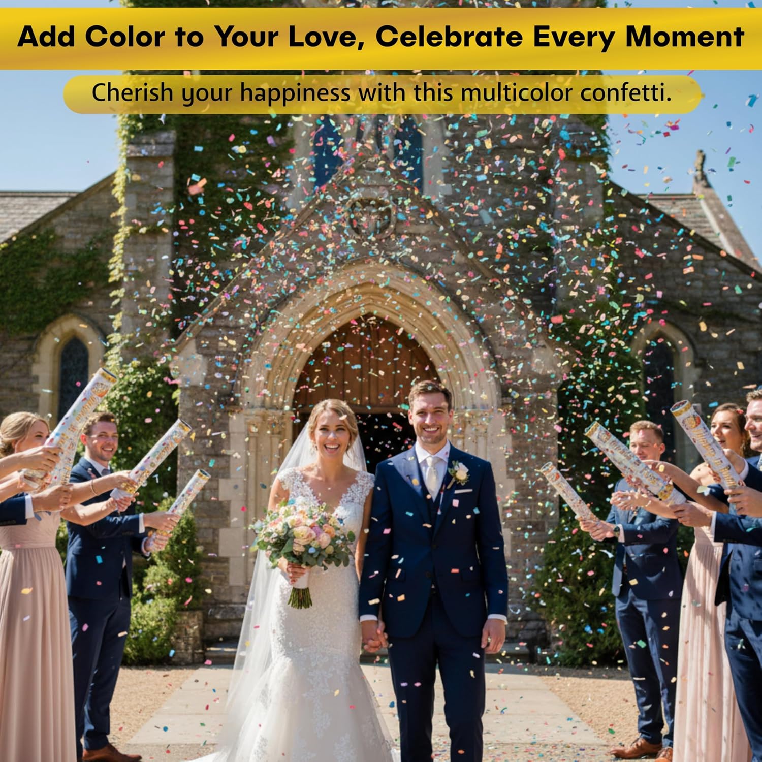 6 Pack 12 Inch Confetti Poppers, Biodegradable Confetti Popper Set for Wedding, Birthday Party Celebrations | Releases 15 ft in the Air