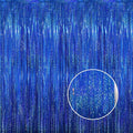 GOER 3.2 ft x 8.2 ft Metallic Tinsel Foil Fringe Curtains Party Photo Backdrop Party Streamers for Birthday,Graduation,New Year Eve Decorations Wedding Decor(4 Packs,Shiny Blue)