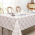 MYSKY HOME Table Cloth 60x102 in Rectangle, Heavy Duty Linen Look Waterproof Tablecloths Farmhouse Tablecloth, Wrinkle Free Table Cover with Black Plaid for Kitchen Dining, Party