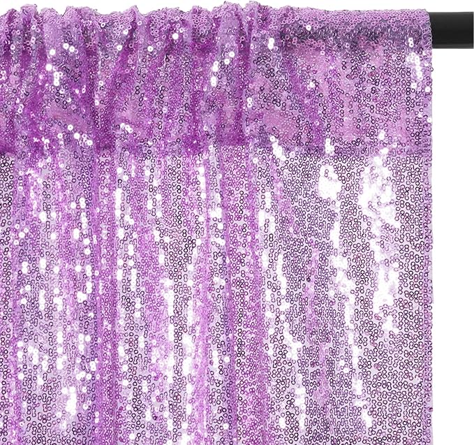 Eternal Beauty Lavender Sequin Backdrop, 6x6 Ft Glitter Background Curtains for Shimmer Photography Party Wedding Birthday Back Drop Decor