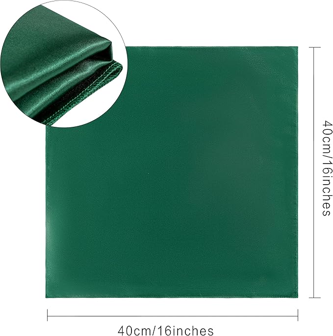 36 Pack Square Satin Dinner Napkins, 16x16 Inches Silky Soft Smooth Table Cloth Napkins for Restaurant Weddings Banquet Party Decoration, Blackish Green