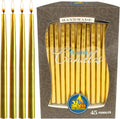 Ner Mitzvah Dripless Chanukah Candles, Hanukkah Candles Fits Most Menorahs, Premium Quality Wax for All 8 Nights of Hanukkah - Metallic Gold, Standard Size - 45 Count