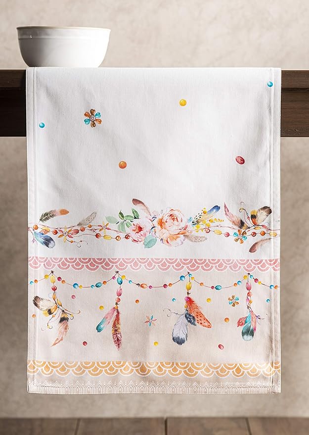 Maison d' Hermine Table Runner 100% Cotton Double Layer Table Runners 72 inches Long Decorative for Home Kitchen Dining Party Wedding Bridal Shower Spring Summer (Ibiza - Beige, 14.50" x 72")