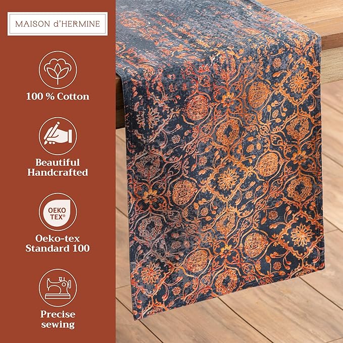 Maison d' Hermine Table Runner 100% Cotton Double Layer Table Runners 72 inches Long for Thanksgiving Christmas Decorations Home Kitchen Dining Party Wedding (Imperfection, 14.5" x 72")