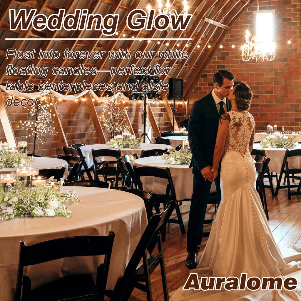 Floating Candles 2-Inch - 12 Pack White Unscented Floating Candles Smokeless Slow Burning Water Candle Set for Centerpieces Wedding Party Gifts Home Decor