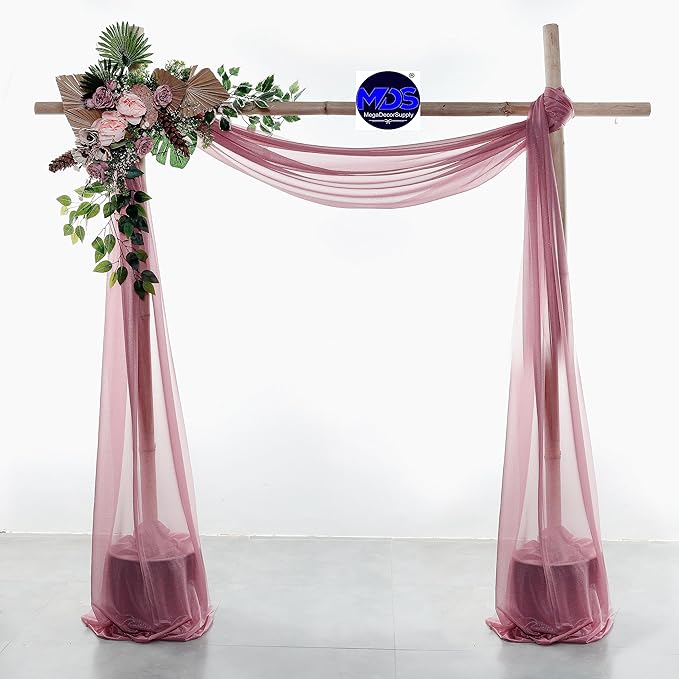 MDS Halloween Chiffon Draping Fabric - 1 Panel, 30" Wide x 20ft Long - Sheer Spooky Arbor & Canopy Drapery for Haunted House Backdrops, Party Ceilings, DIY Costumes & Themed Events - Mauva