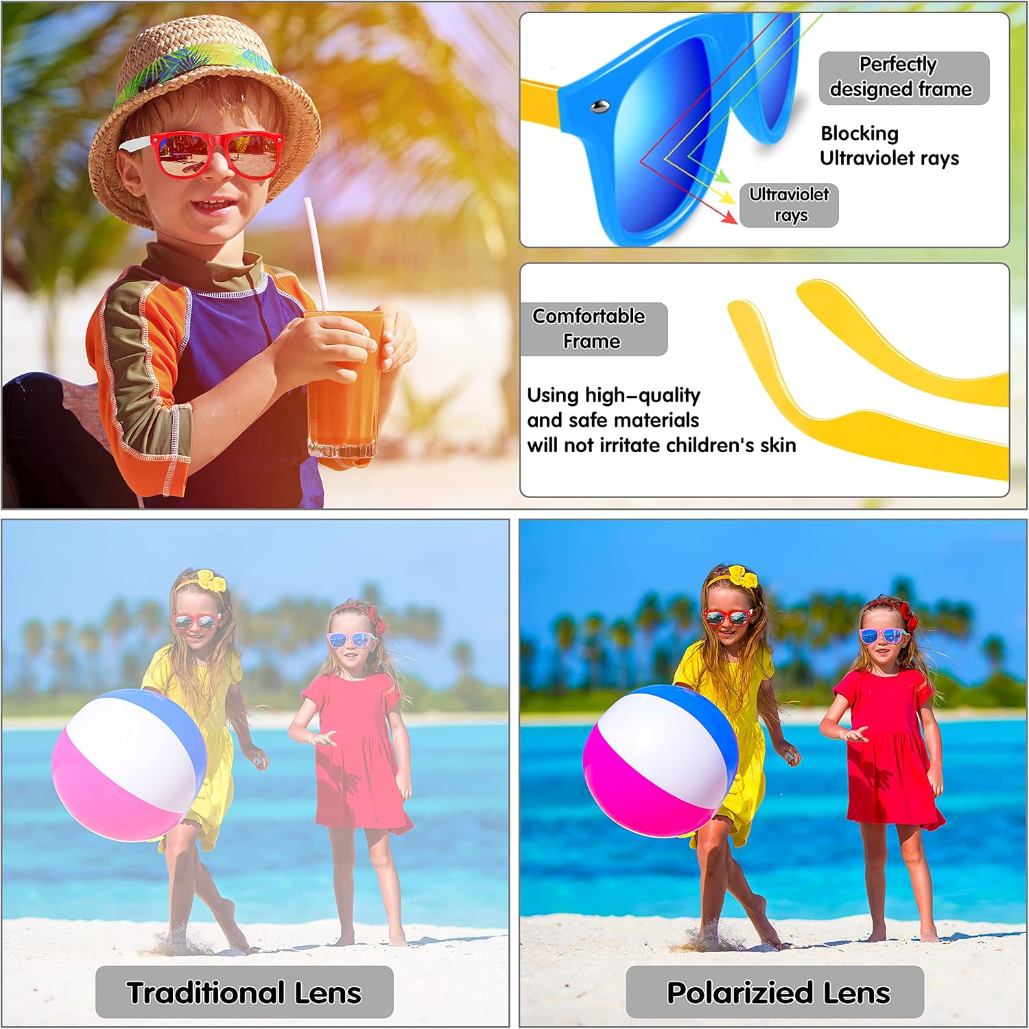 GINMIC Kids Sunglasses Bulk Party Favors, 12Pack Valentines Day Gifts UV 400 Protection Neon Sunglasses for Boys and Girls, Party Favor, Birthday Classroom Goodie Bags Party Supplies.