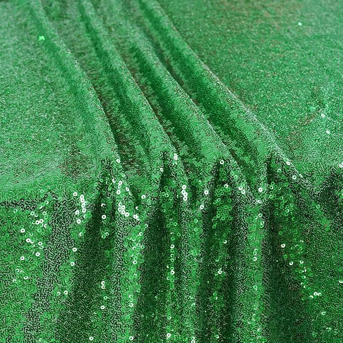 SquarePie Sequin Tablecloth 60 x 102 Inch Green Glitter Table Cloth for Christmas Party Decoration