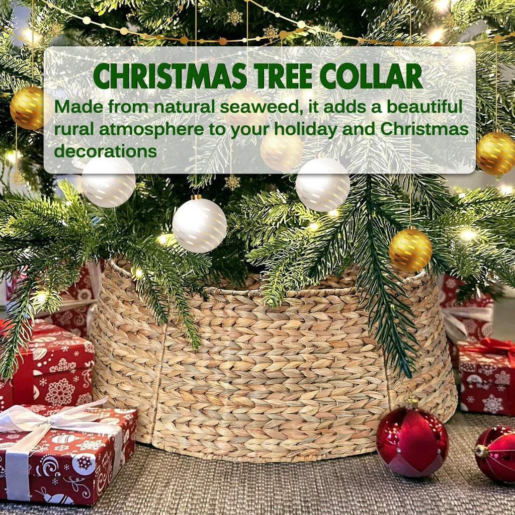 5-piece rattan christmas tree collar - 26" rustic, side view