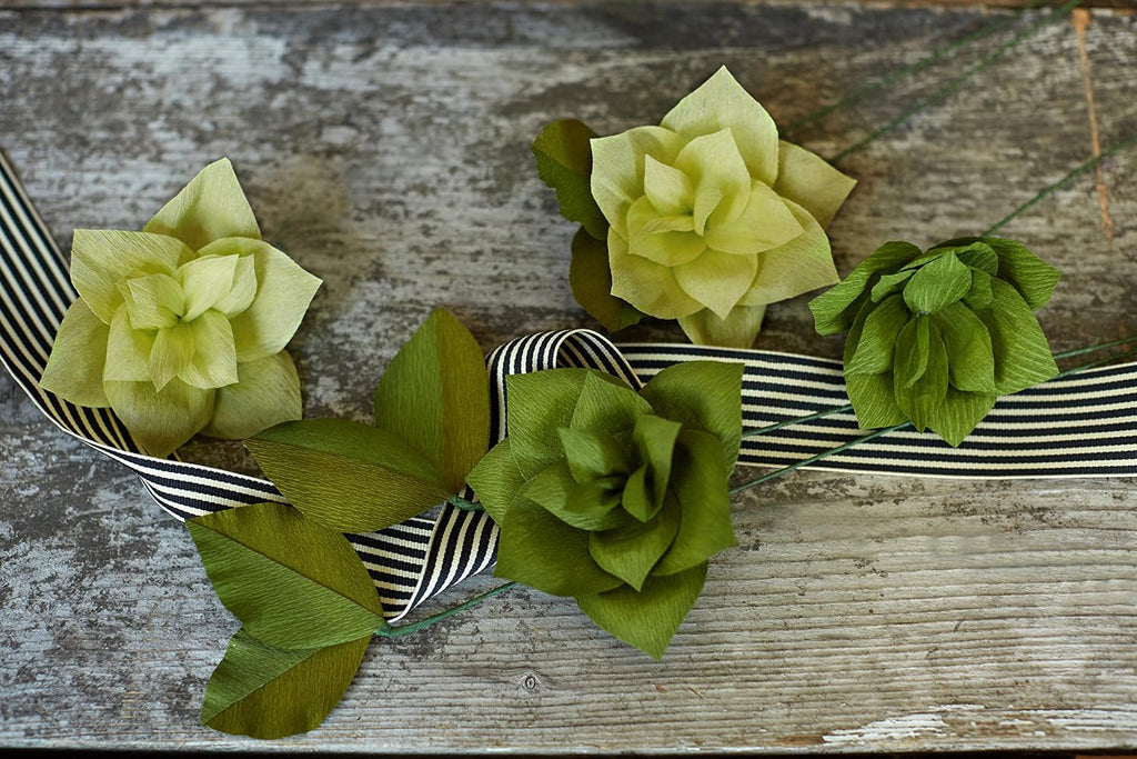 Lia Griffith Double Sided Crepe Paper Folds Roll, 6.7-Square Feet, Green Tea and Cypress, Ferns and Moss