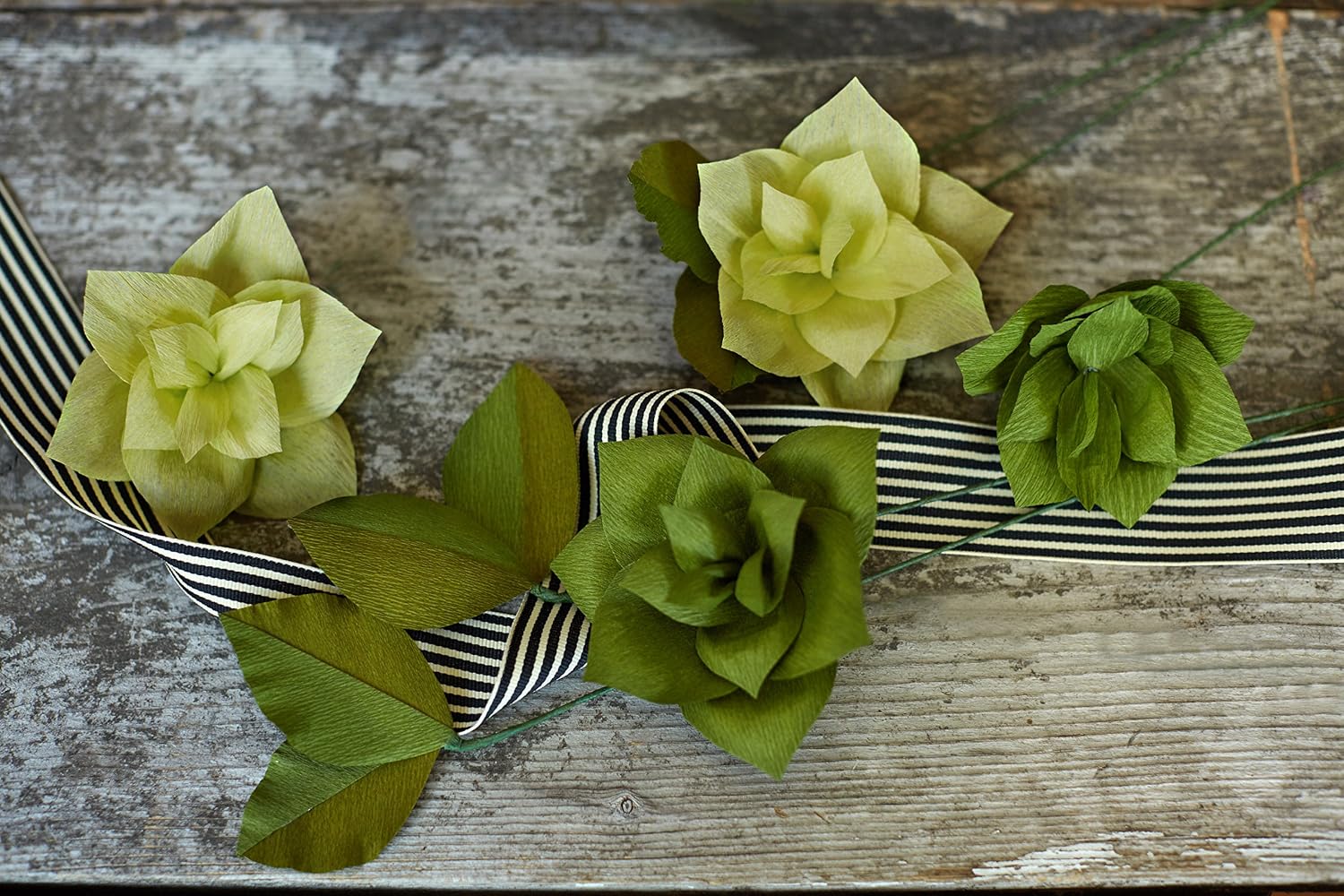 Lia Griffith Double Sided Crepe Paper Folds Roll, 6.7-Square Feet, Green Tea and Cypress, Ferns and Moss