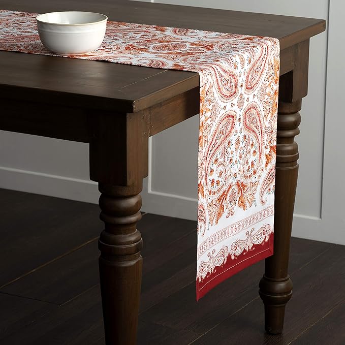 Maison d' Hermine Table Runner 100% Cotton Single Layer Table Runners 48 inches Long for Thanksgiving Christmas Decorations Home Kitchen Dining Party Wedding (Orient, 14.5" x 48")