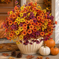 axylex artificial fall flowers outdoor fake mums (brownorangeyellow, main product view