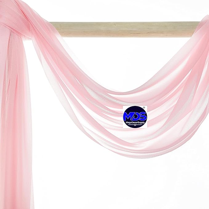 MDS Halloween Chiffon Draping Fabric - 1 Panel, 30" Wide x 75ft Long - Sheer Spooky Arbor & Canopy Drapery for Haunted House Backdrops, Party Ceilings, DIY Costumes & Themed Events - Blush Pink