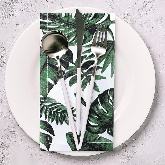 Urban Villa Cloth Napkins Tropical Print 100% Cotton Absorbent Dinner Napkins (Set of 6) Oversized 20x20 Inches Soft Durable Reusable Washable Ideal for Everyday Use Wedding Parties Premium Quality