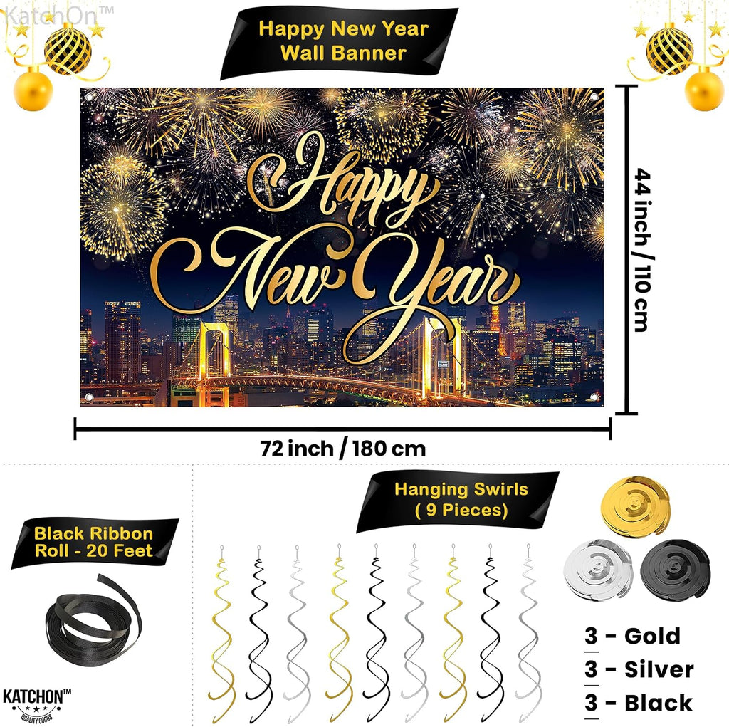 katchon new years eve party supplies set, pack, package contents