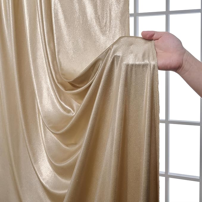 10x10 ft Wrinkle Free Champagne Sequin Backdrop Curtain for Parties,Thick Not Fall-Off Glitter Backdrop Drapes,2 Panels 5x10ft Shimmer Photo Back Drop Cloth for Wedding Birthday Photography Background