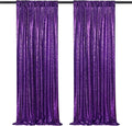 Purple Sequin Backdrop 2 Panels 2FTx8FT Glitter Halloween Party Backdrop Curtains Photo Background for Wedding Baby Shower Stage Decorations