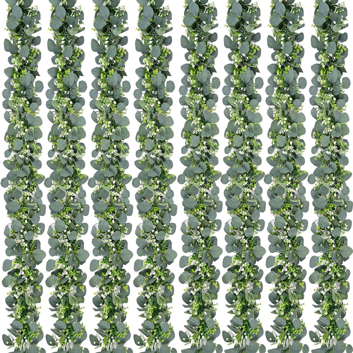 waipfaru 8pcs eucalyptus garland, 5.9ft greenery garland, green, main product view