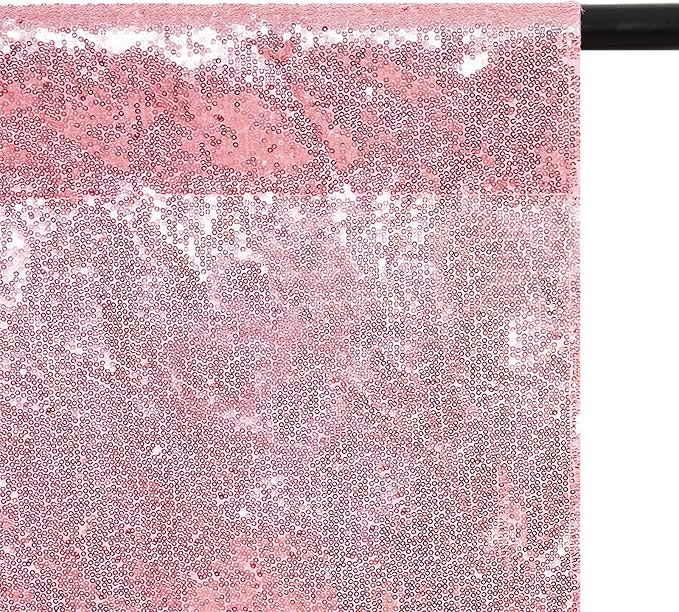 Poise3EHome 6Ft x 8Ft Fuchsia Pink Sequin Backdrop, Glitter Thick Satin Sequin Background Drapes, Sequence Backdrop for Wedding Party Holiday Festival Decor