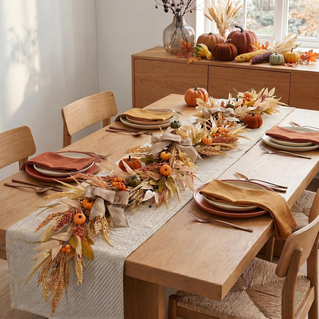 decorbyhannah 6ft fall garland for mantle with lights shown in use