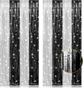 PIGETALE, 2 Pack 3.2 x 8.2 ft Black and Silver Foil Fringe Curtains Party Decorations, Sparkle Tinsel Curtain Photo Backdrop for Birthday Wedding Graduation Stream