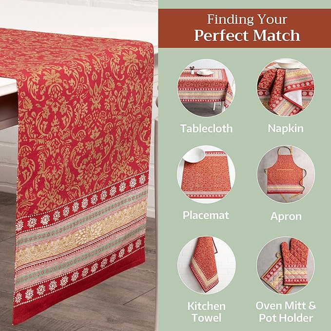 Maison d' Hermine Table Runner 100% Cotton Double Layer Table Runners 108 inches Long Decorative for Home Kitchen Dining Party Baby Shower Wedding Bridal Shower (Sofia, 14.50" x 108")