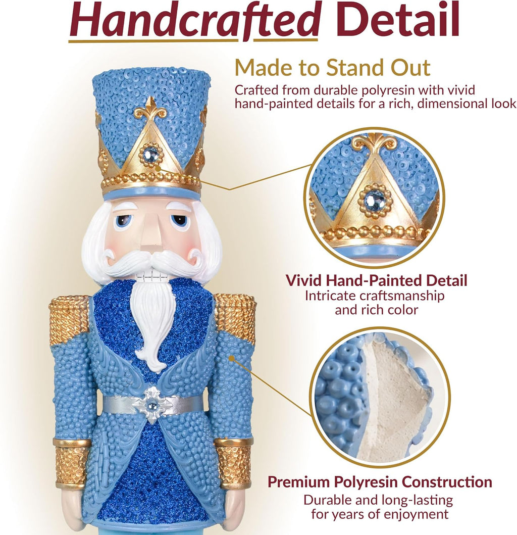 sunnydaze kenneth the princely 3ft nutcracker statue, christmas shown in use