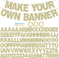 BEISHIDA 116 PCS A-Z Glitter Champagne DIY Letter Banner Kit Make Your Own Banner，Including 111 Letters and Numbers 3 Rope and 2 Threading Device,Customized for Birthday Graduation Wedding Party Decor
