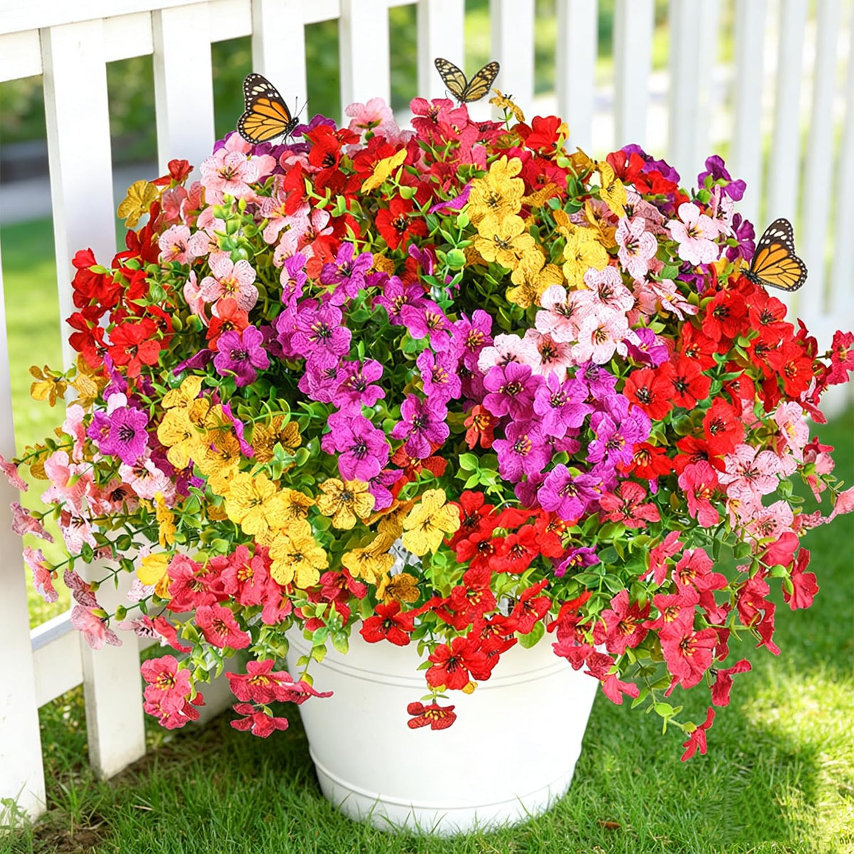 lylyfan 30 bundles 14'' artificial flowers for outdoor, side view