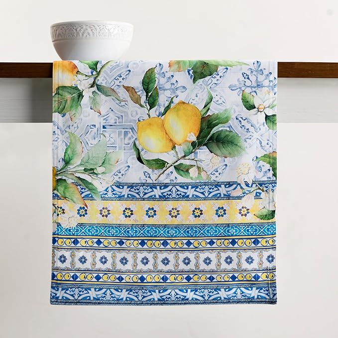 Maison d' Hermine Table Runner 100% Cotton Double Layer Table Runners 108 inches Long Decorative for Home Kitchen Dining Party Baby Shower Wedding Bridal Shower Spring Summer (Citrus, 14.50" x 108")