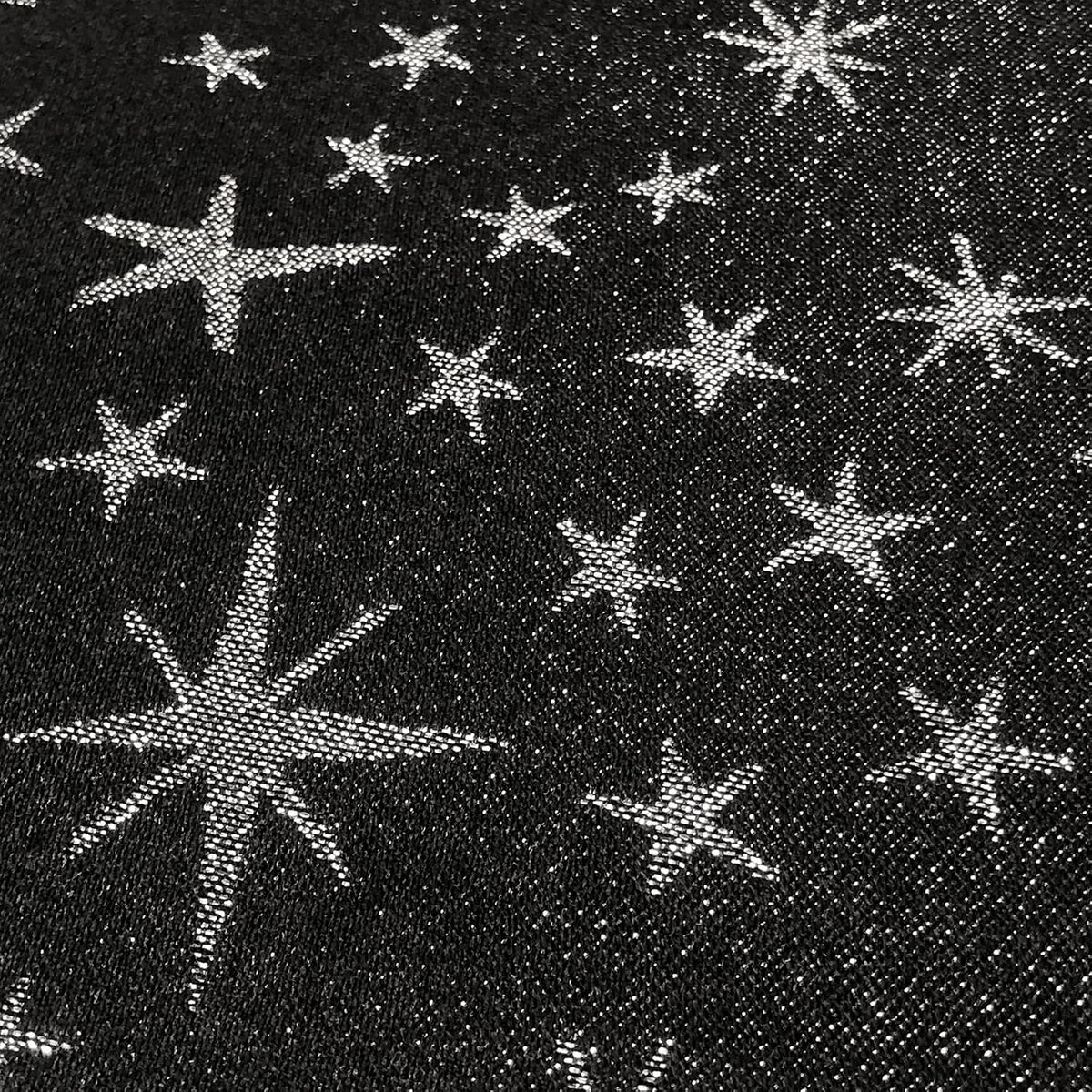 CAIT CHAPMAN HOME COLLECTION Shimmer Twinkling Stars Black Silver Metallic Wo...
