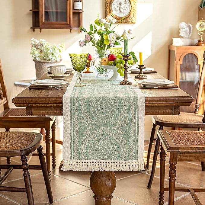 Table Runners 107 Inches,Waterproof Boho Table Runner with Tassel Fringe,Table Runner for Party Coffee Table