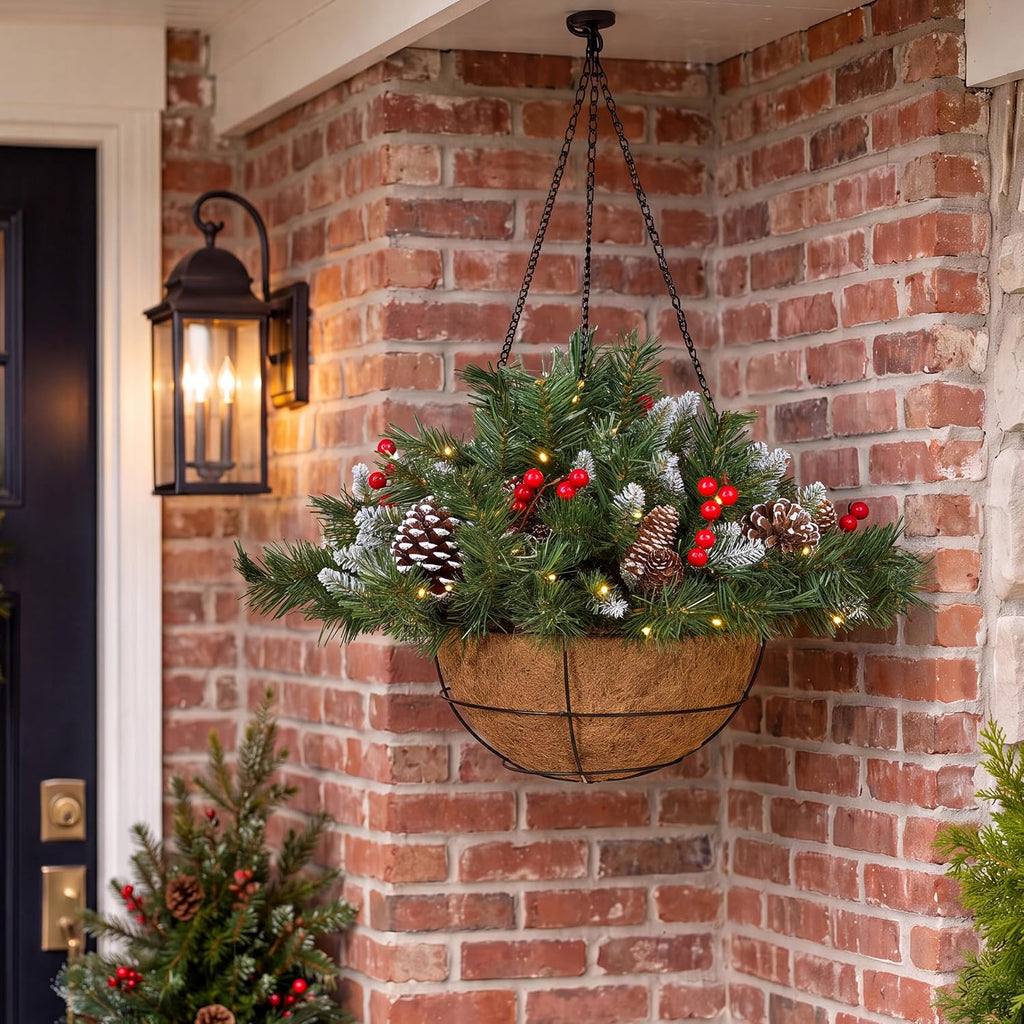national tree company 20in pre-lit artificial christmas hanging shown in use
