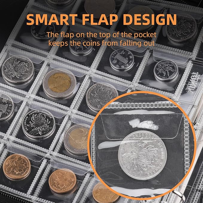 Coin Collection Book for Collector,260 Pockets Fireproof Coin Collection Holder Album,Coin Collection Organizer Storage Box Case Album for 20/25/ 27/30/ 38mm Coins,Pink