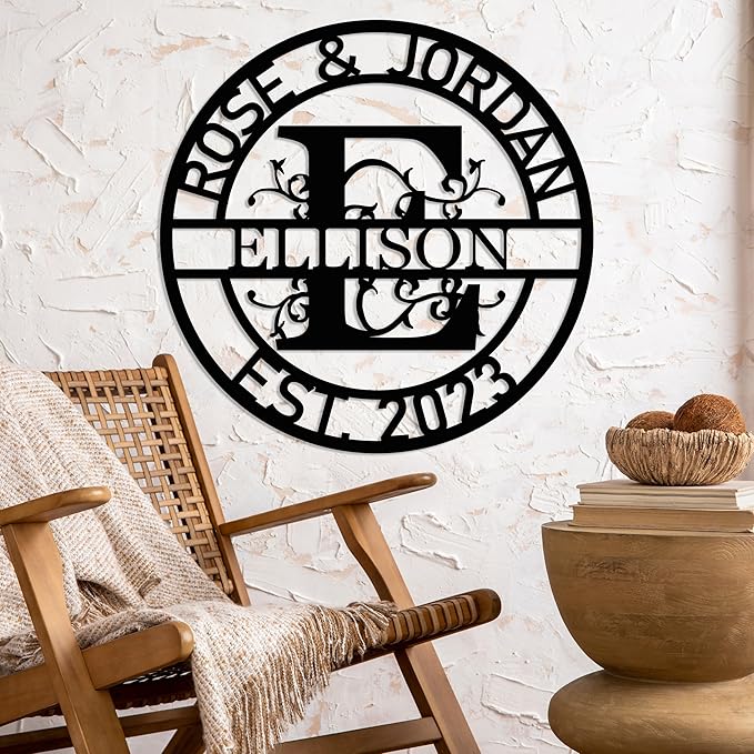 Personalized Metal Name Signs, Split Letter Monogram Wall Decor, Custom Last Name Sign, Family Name Sign for Outdoor, Personalized Wedding Gift, Garden Decor, Metal Wall Art, Housewarming Gift