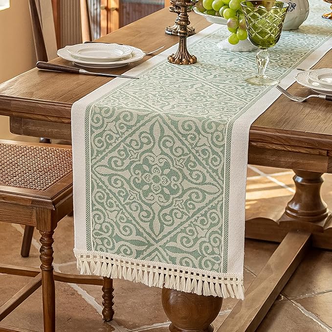 Table Runners 138 Inches,Waterproof Boho Table Runner with Tassel Fringe,Table Runner for Party Coffee Table