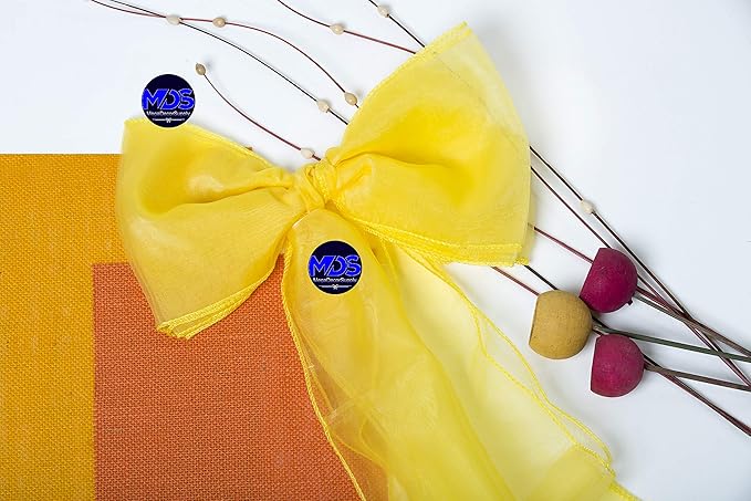 MDS Pack of 250 PCS Organza Chair Sashes Wider Dining Chair Bows Ribbon Tie Back for Wedding Party Birthday Bridal Shower Reception Event Banquet Home Chair Cover Decoration - Yellow