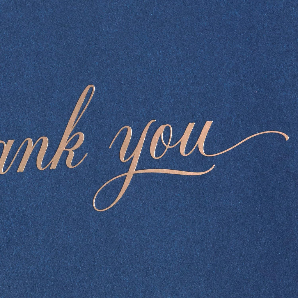 Hallmark Thank You Cards, Silver Foil, 40 Cards with Envelopes | Navy Design, Blank Inside, 5.2 X 3.75 Inch, High Quality, Well-managed Forests