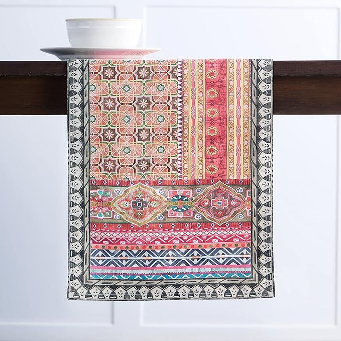 Maison d' Hermine Table Runner 100% Cotton Double Layer Table Runners 108 inches Long for Thanksgiving Christmas Decorations Home Kitchen Dining Party Wedding (Ispahan, 14.5" x 108")