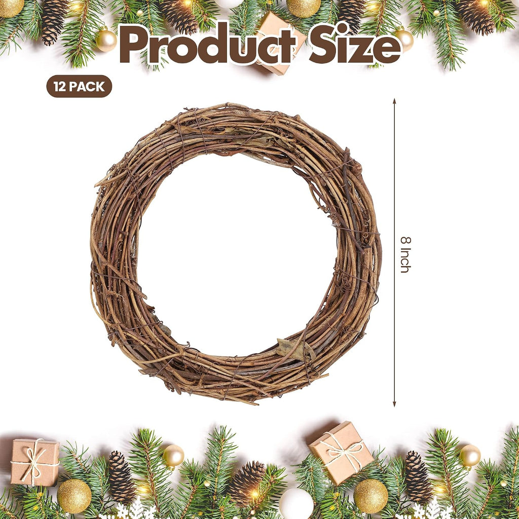 ruisita 12 pieces 8 inch grapevine wreaths vine shown in use