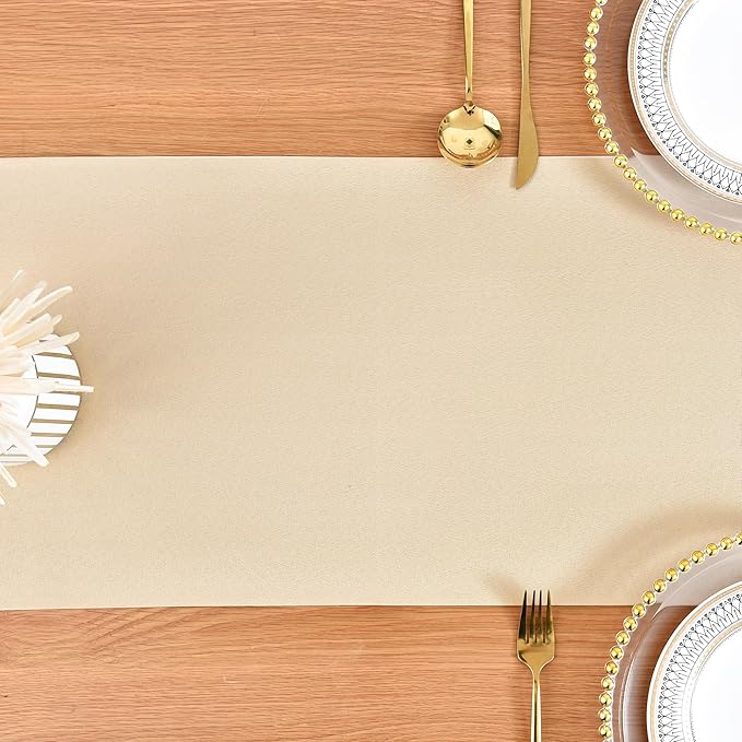 Farmhouse Beige Table Runner Dining Table Runners 48 Inches Long Coffee Table Runner for Dresser Living Room Bedroom Holiday Party Banquet 12X48 Inch